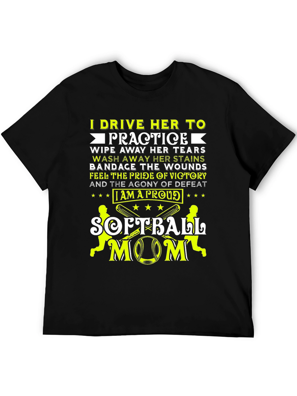 Proud Softball Mom Graphic Tee - Black