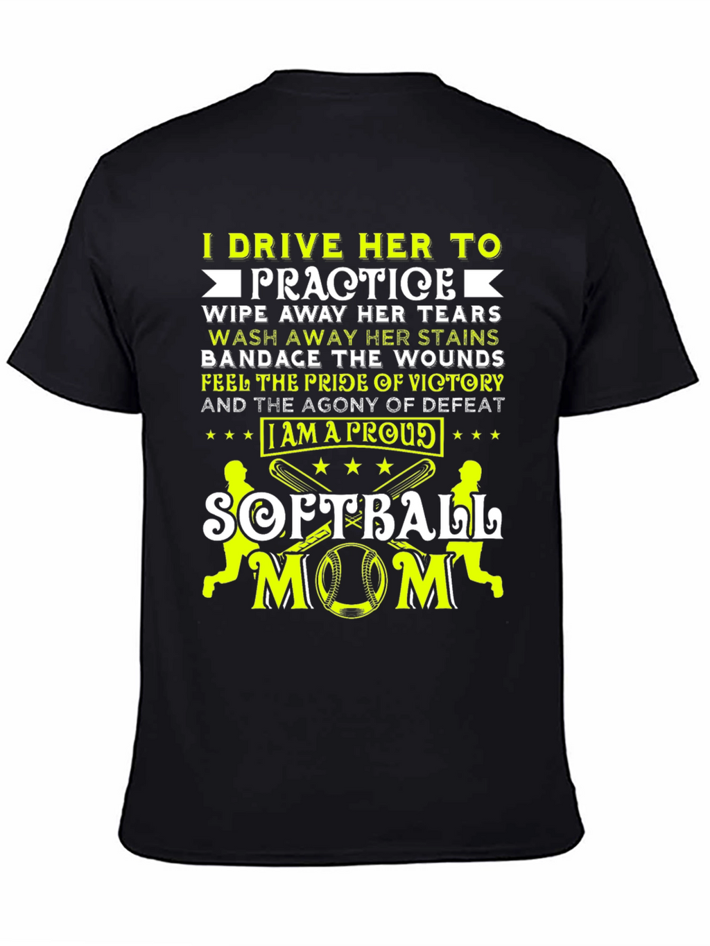 Proud Softball Mom Graphic Tee - Black