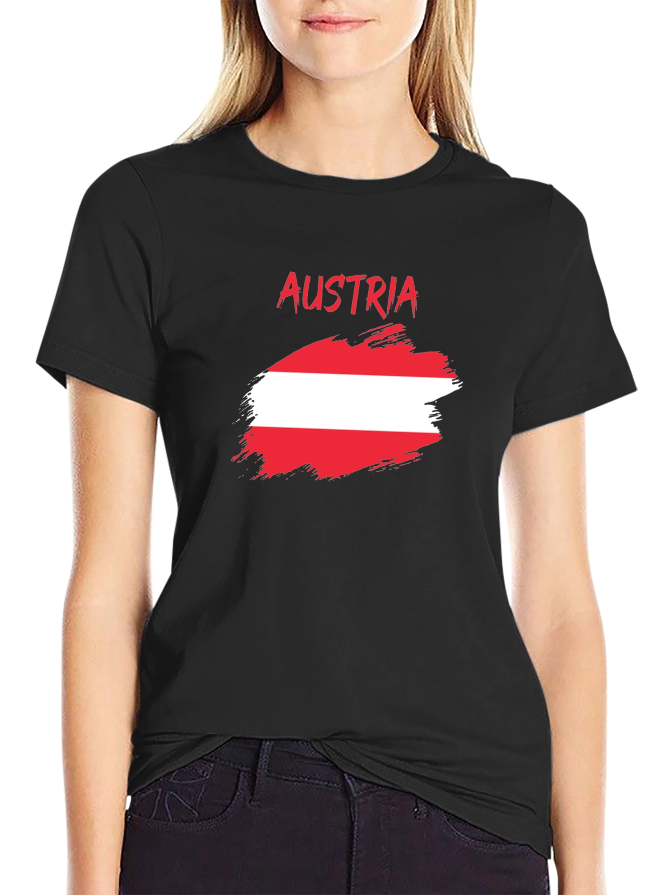 Austria Flag T-Shirt - Brush Stroke Design