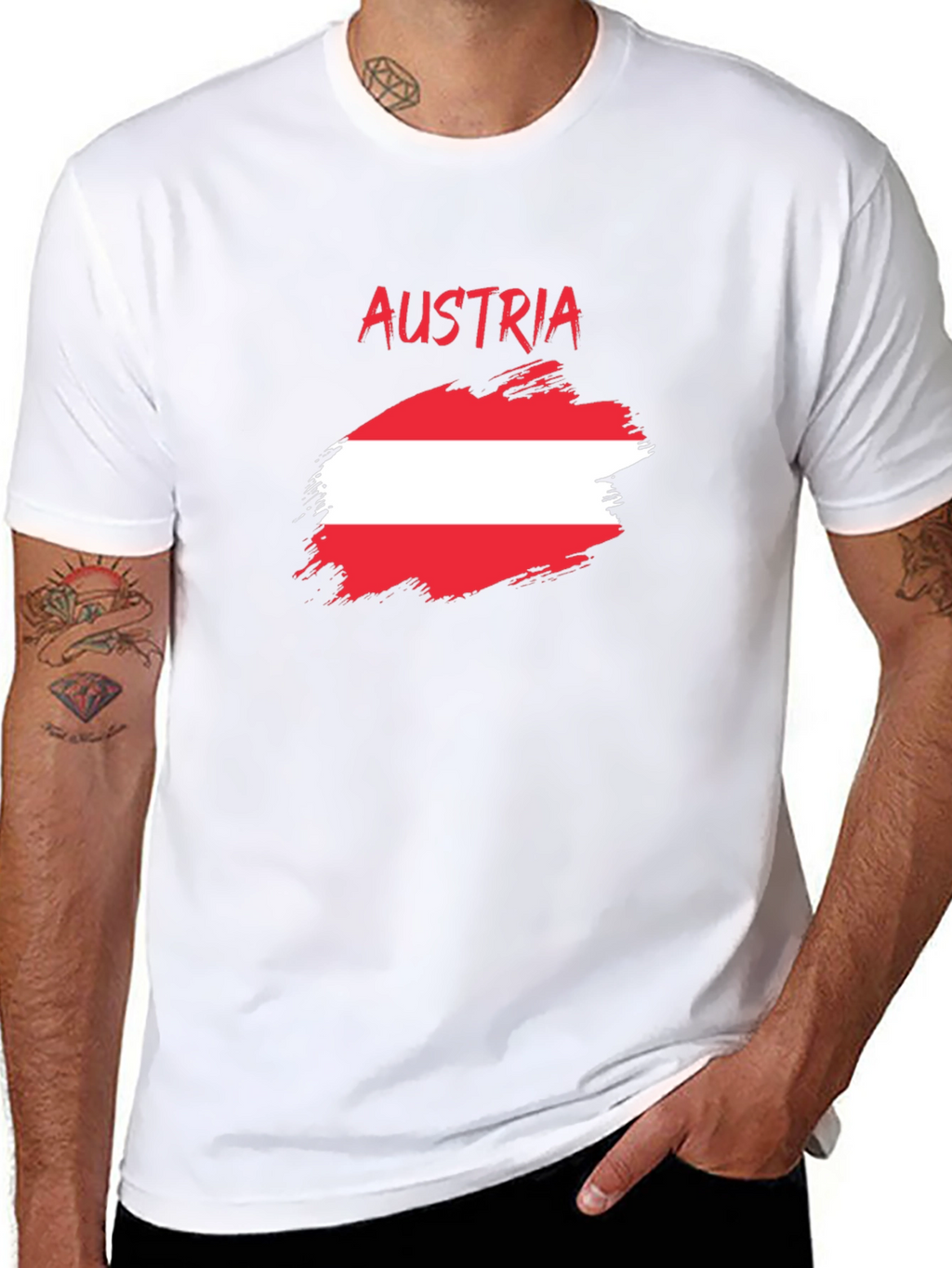 Austria Flag T-Shirt - Brush Stroke Design