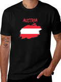 Austria Flag T-Shirt - Brush Stroke Design