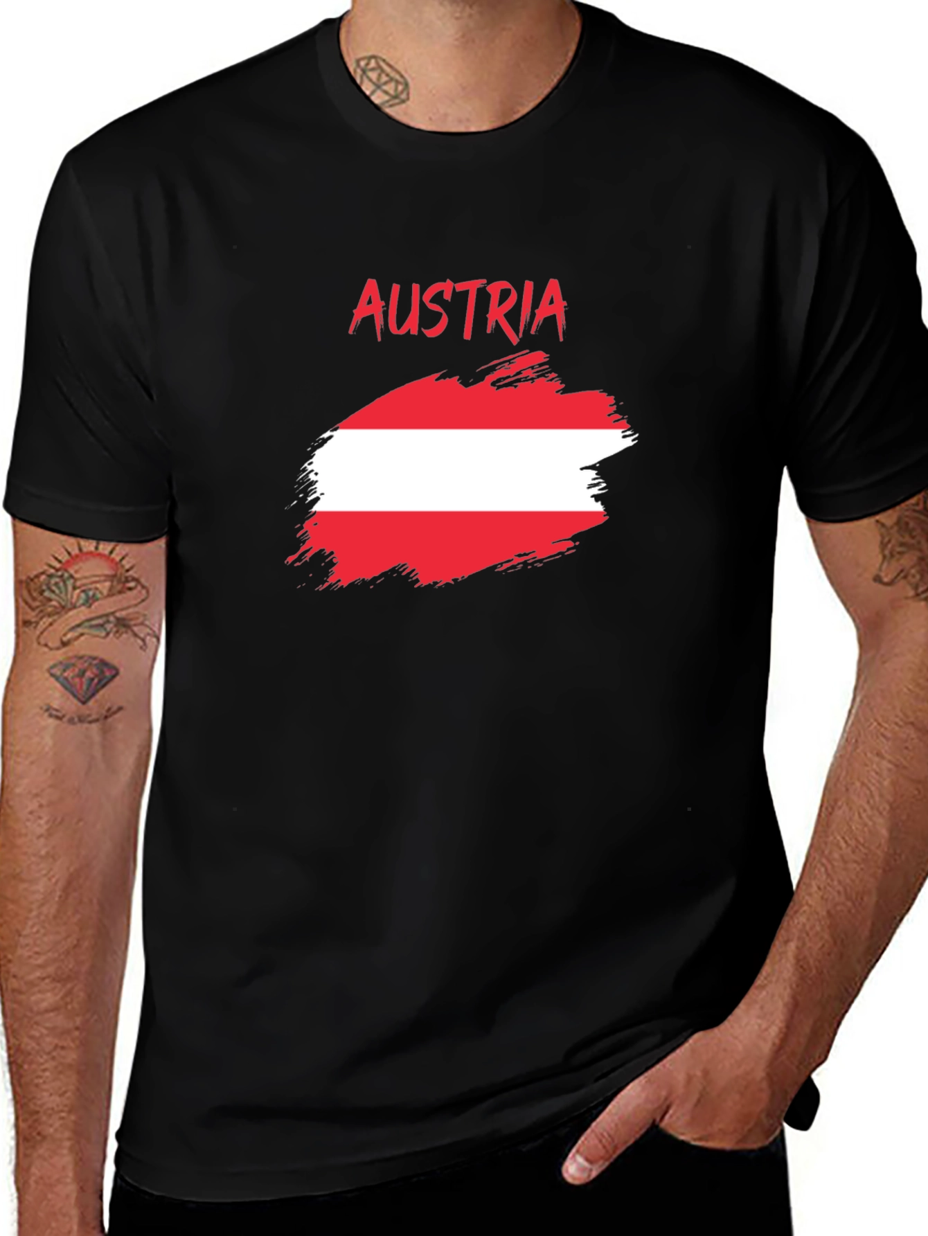 Austria Flag T-Shirt - Brush Stroke Design