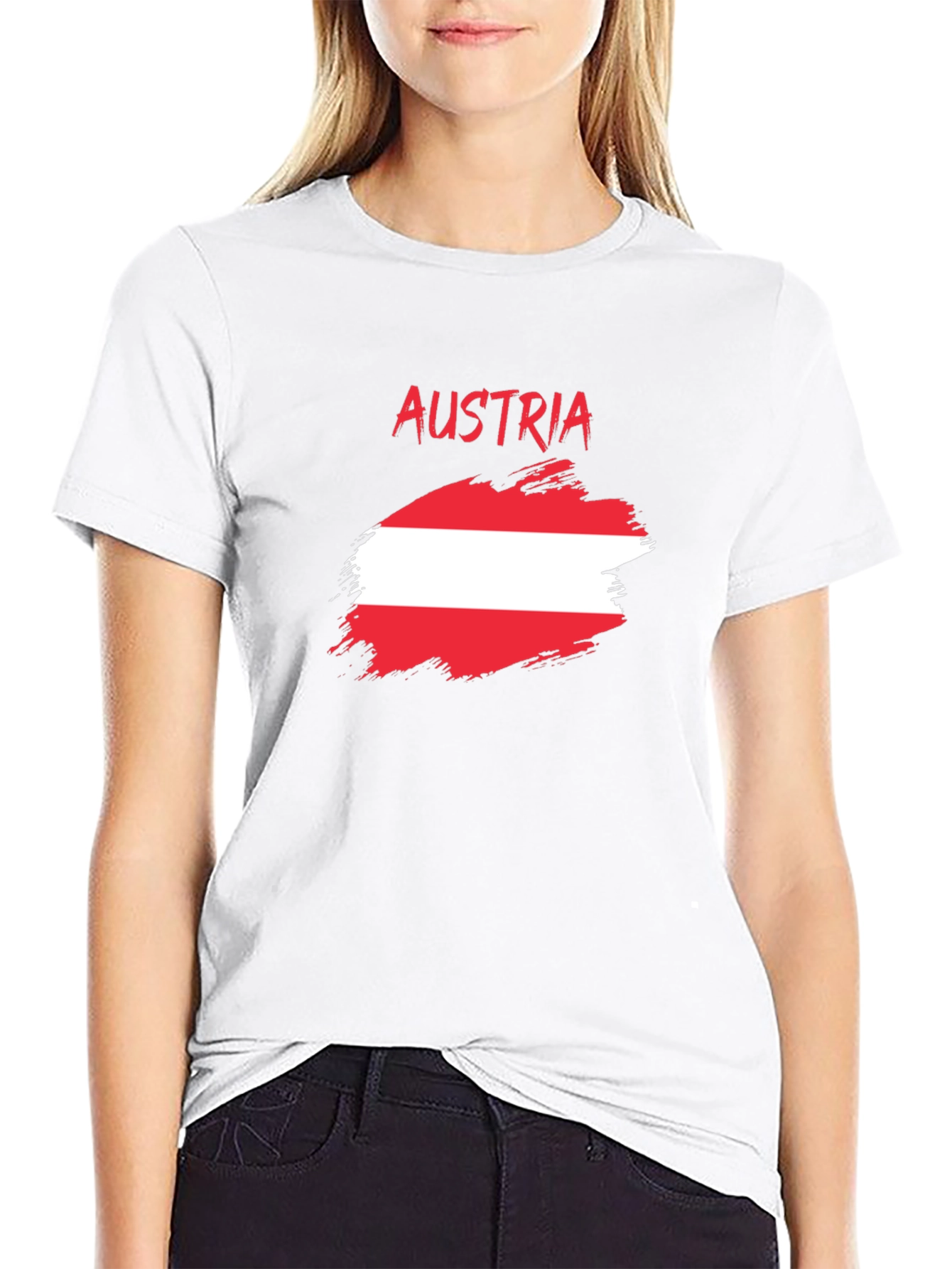 Austria Flag T-Shirt - Brush Stroke Design