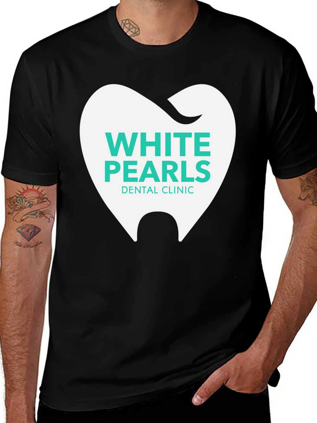 White Pearls Dental Clinic T-Shirt - Black