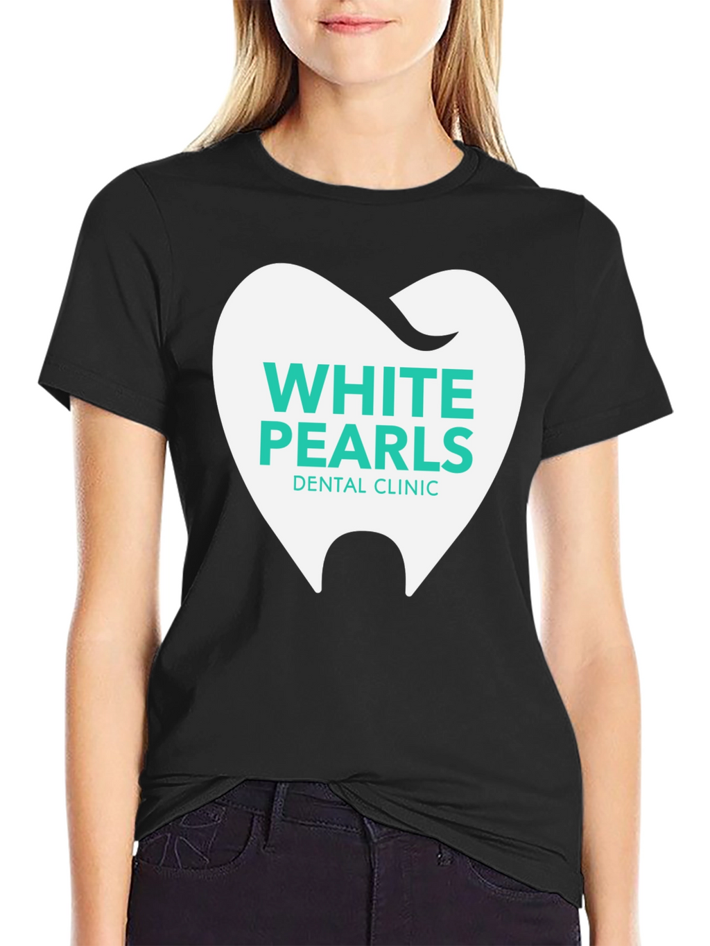 White Pearls Dental Clinic T-Shirt - Black