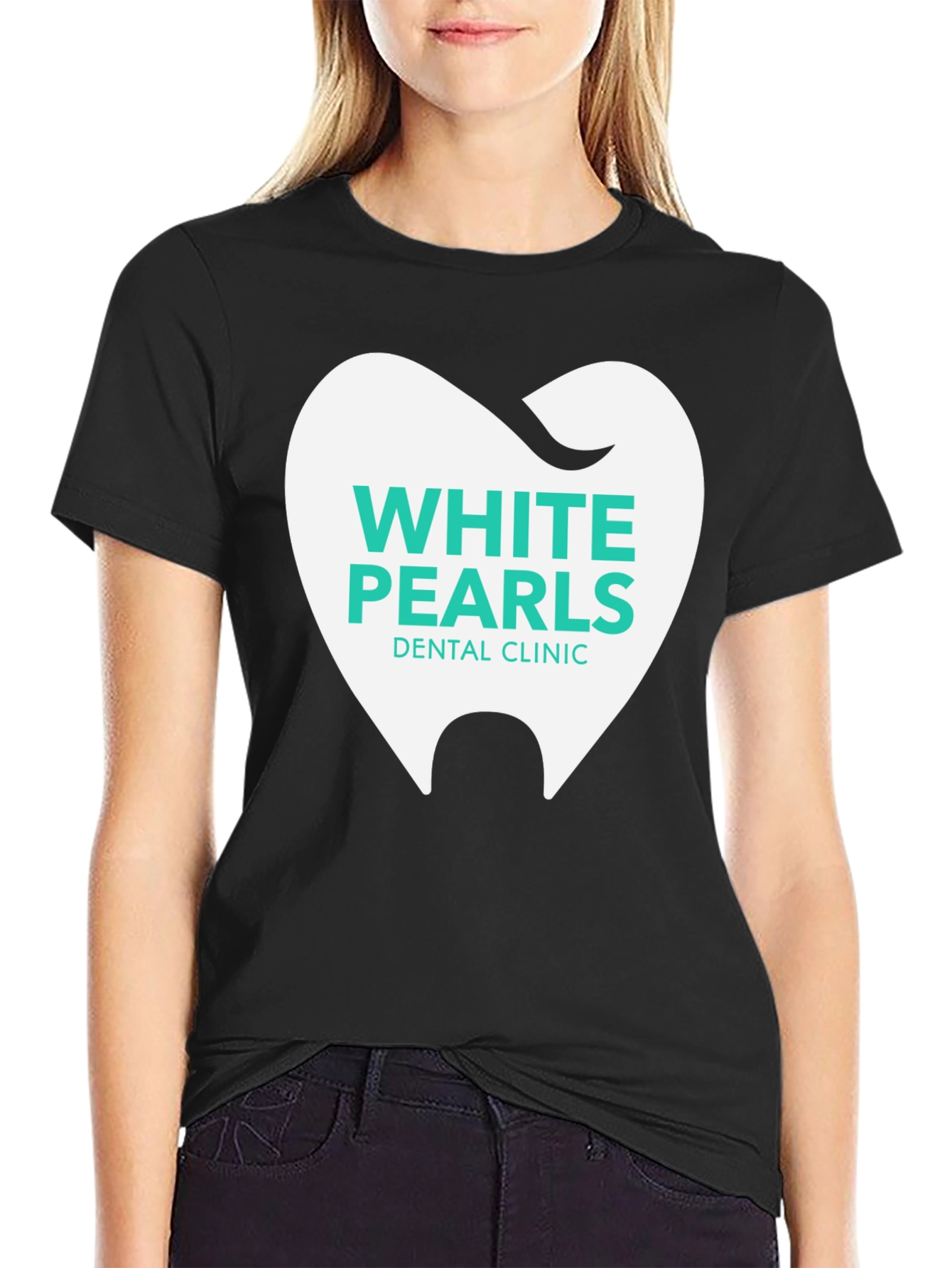 White Pearls Dental Clinic T-Shirt - Black