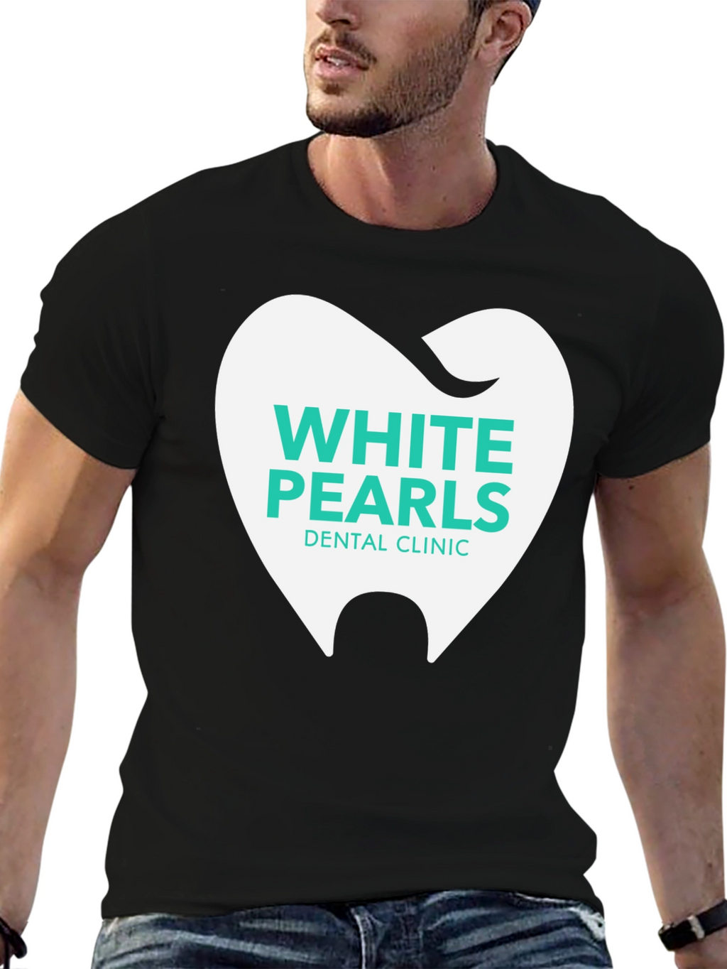 White Pearls Dental Clinic T-Shirt - Black