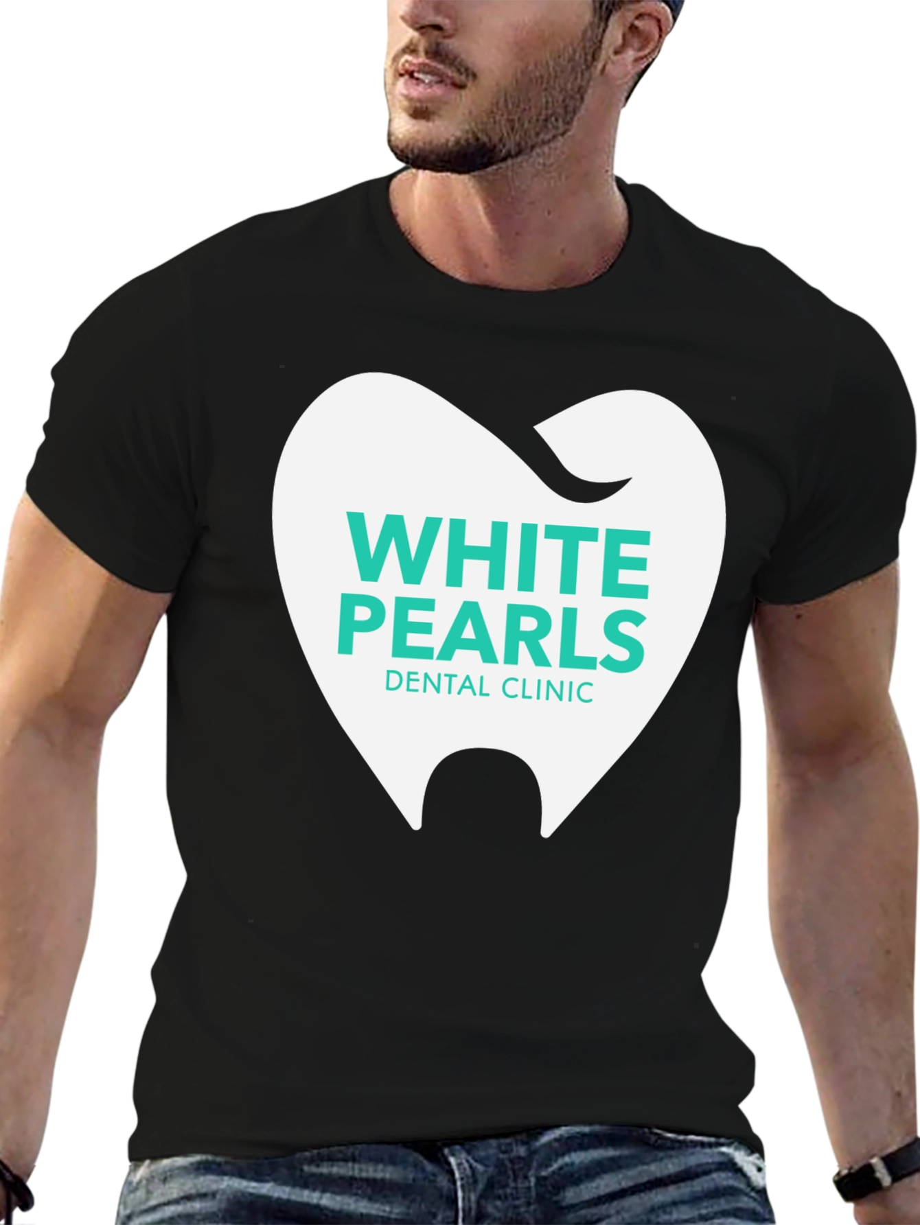 White Pearls Dental Clinic T-Shirt - Black