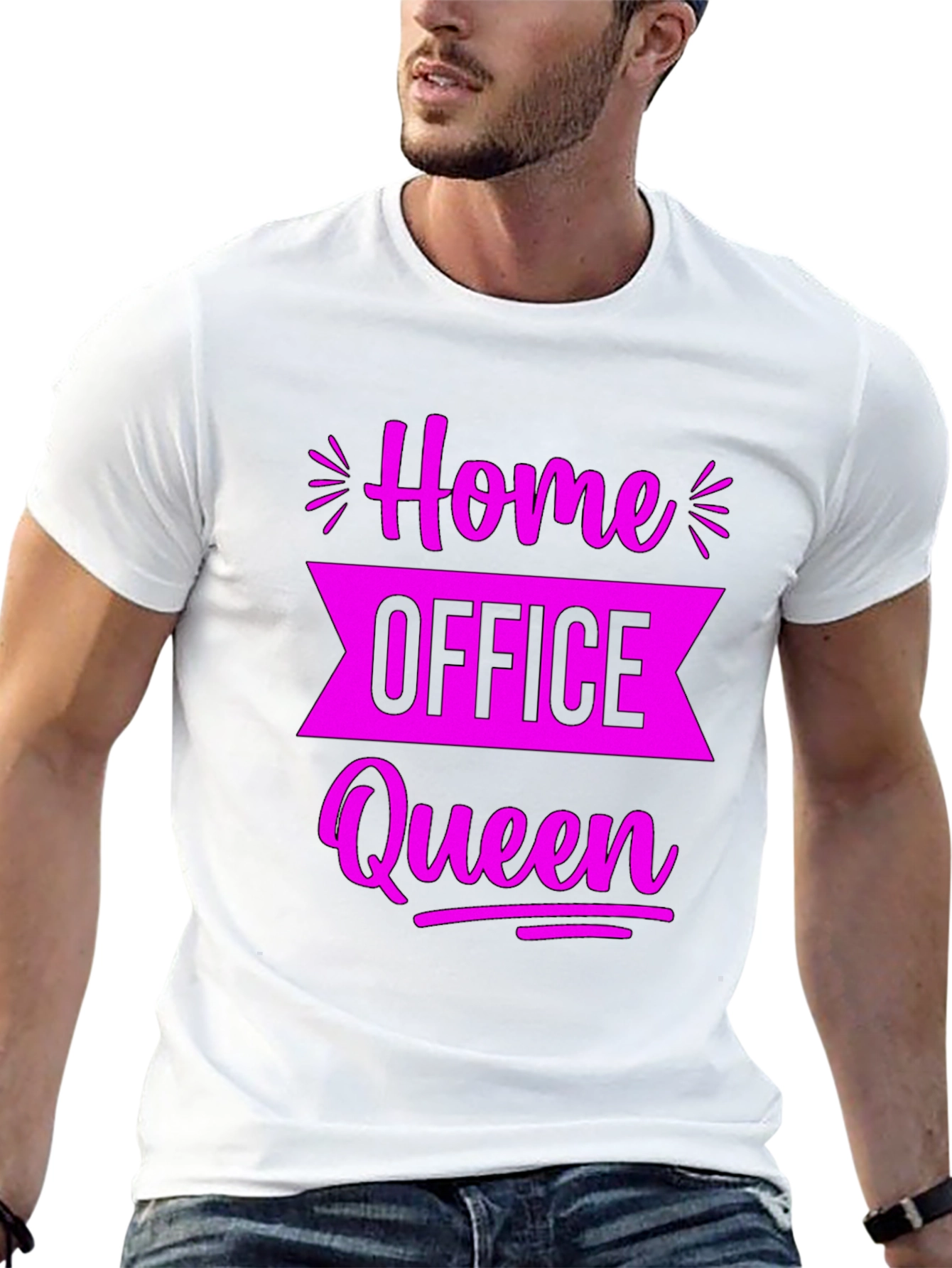 Home Office Queen Black Graphic Tee