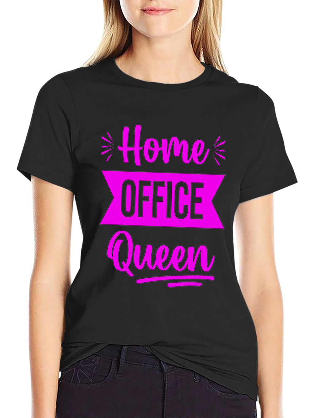 Home Office Queen Black Graphic Tee