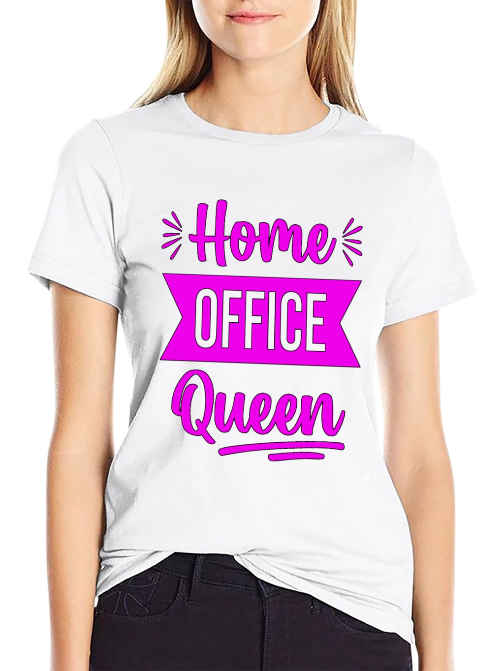Home Office Queen Black Graphic Tee