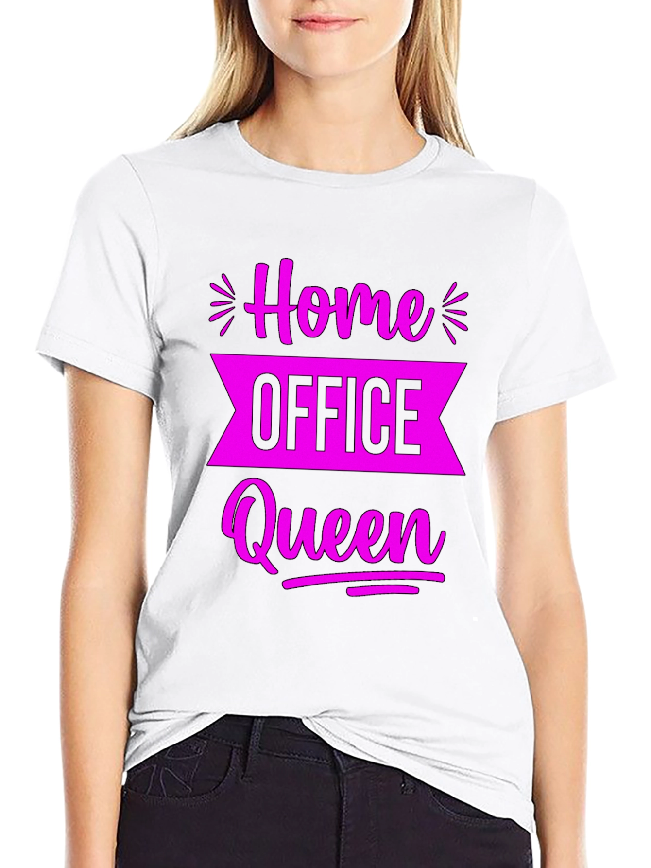 Home Office Queen Black Graphic Tee