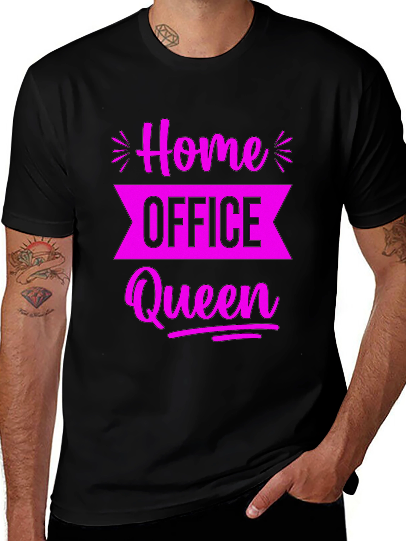 Home Office Queen Black Graphic Tee