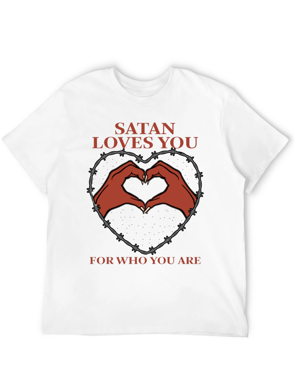 Satan Loves You T-Shirt - Heart Hands