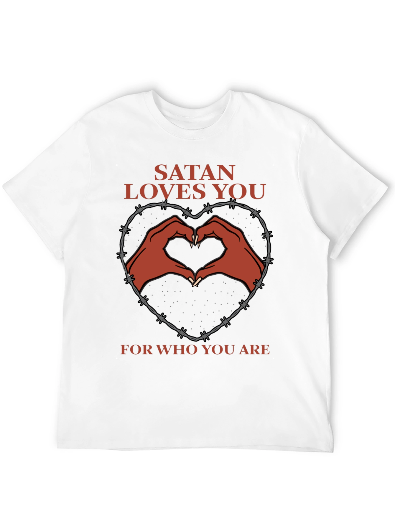 Satan Loves You T-Shirt - Heart Hands