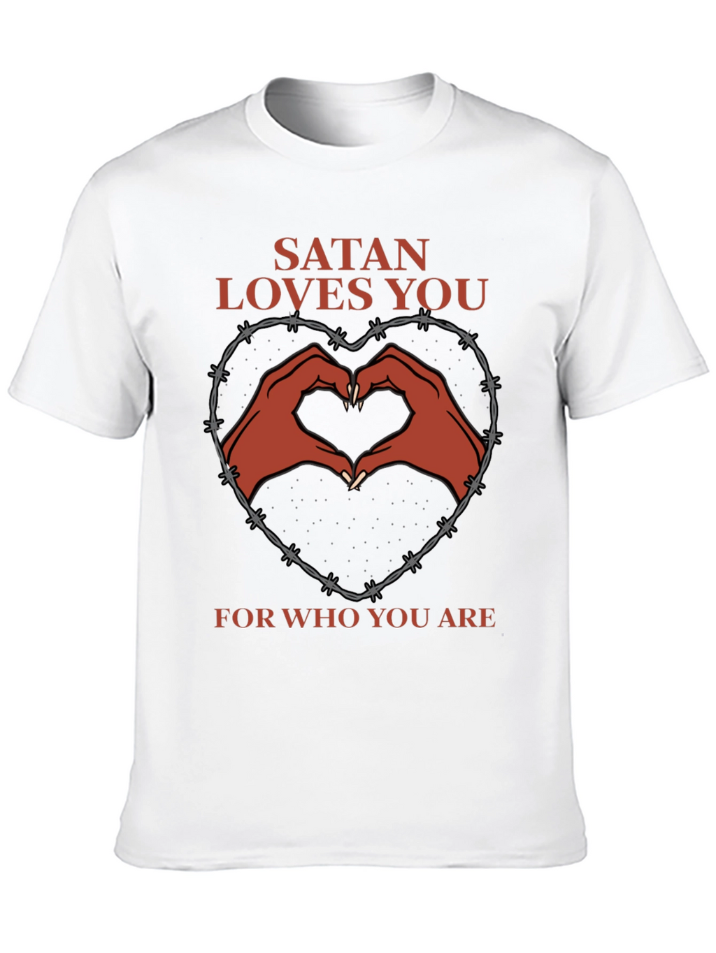 Satan Loves You T-Shirt - Heart Hands