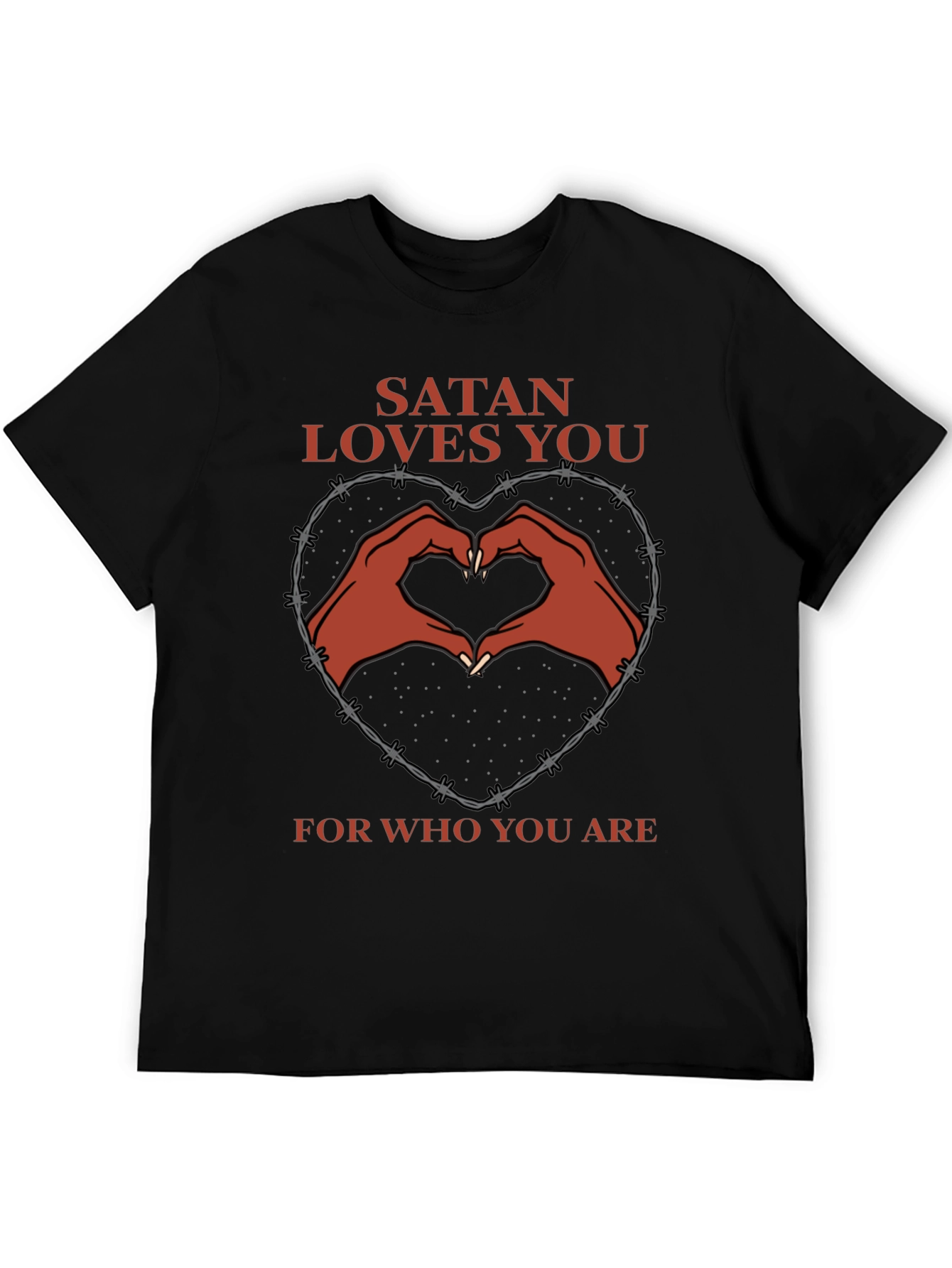 Satan Loves You T-Shirt - Heart Hands