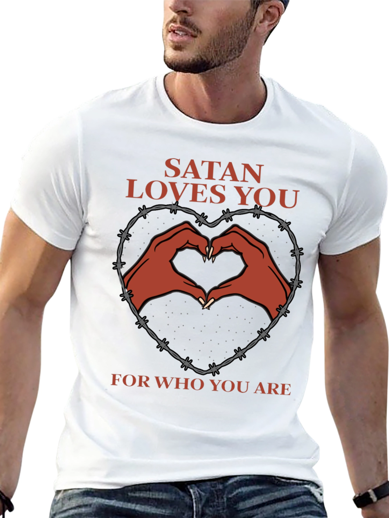 Satan Loves You T-Shirt - Heart Hands