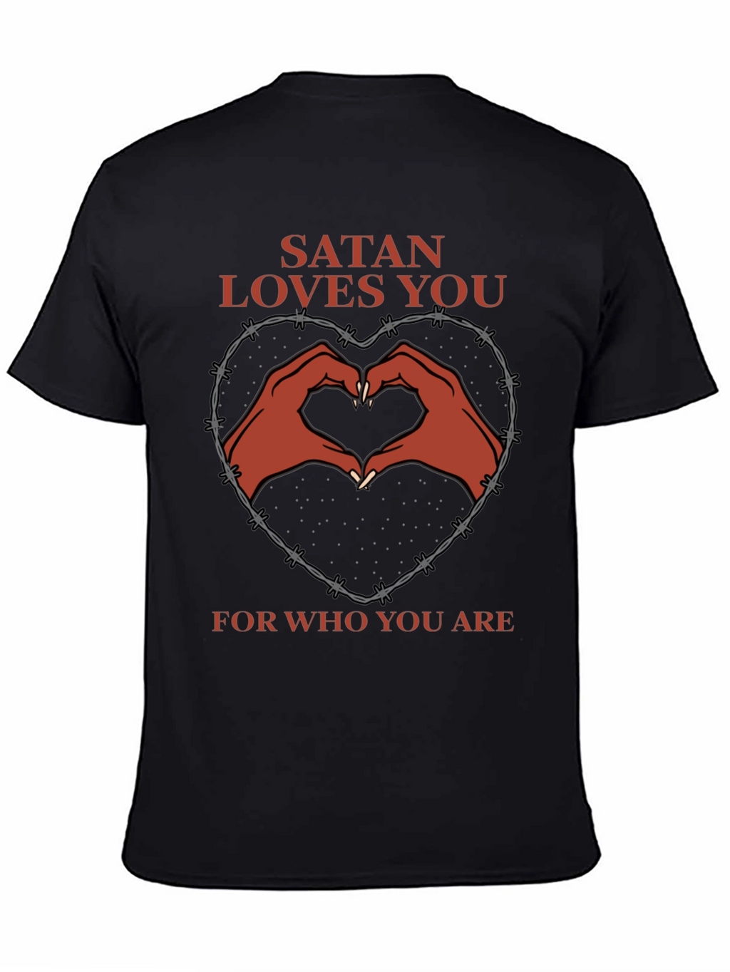Satan Loves You T-Shirt - Heart Hands