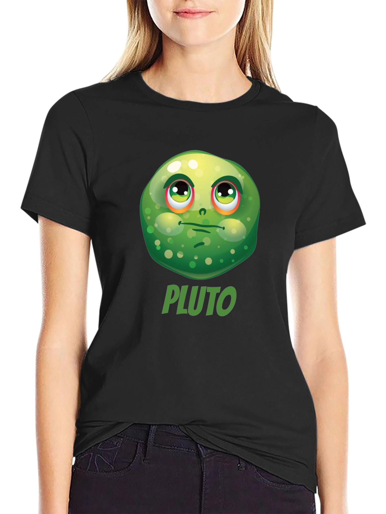 Pluto Funny Face Black T-Shirt
