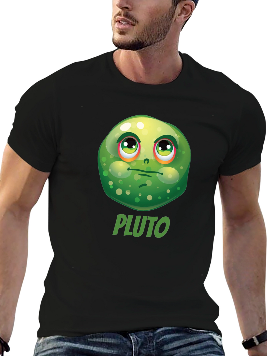 Pluto Funny Face Black T-Shirt