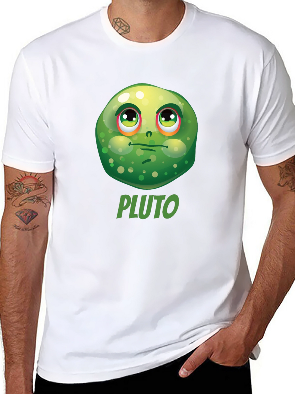 Pluto Funny Face Black T-Shirt