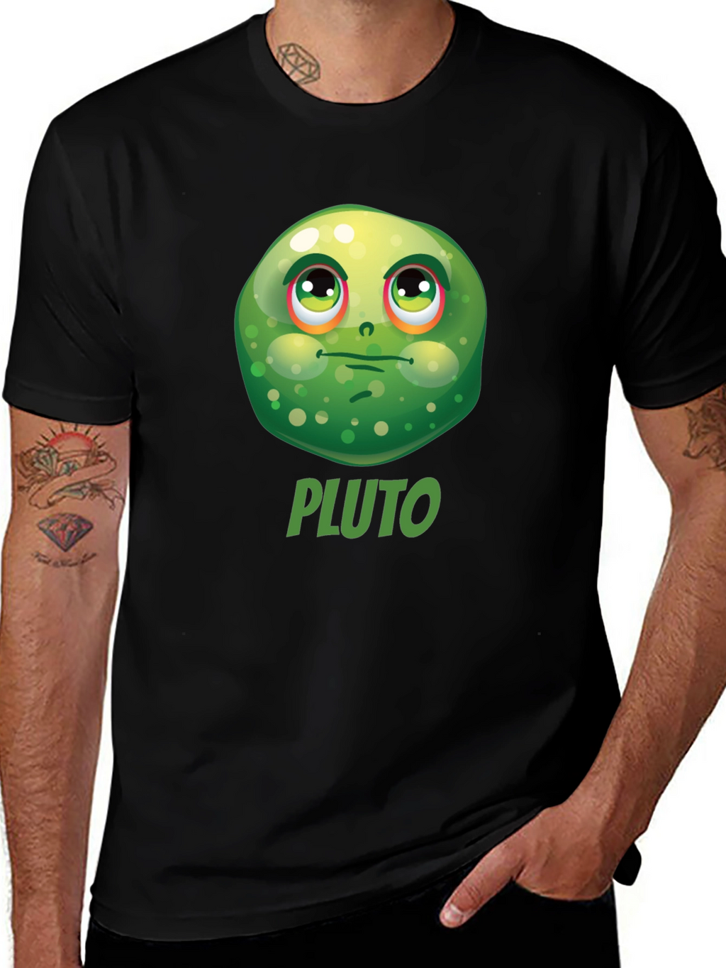 Pluto Funny Face Black T-Shirt