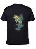 Mens Black Bass Fishing Graphic T-Shirt