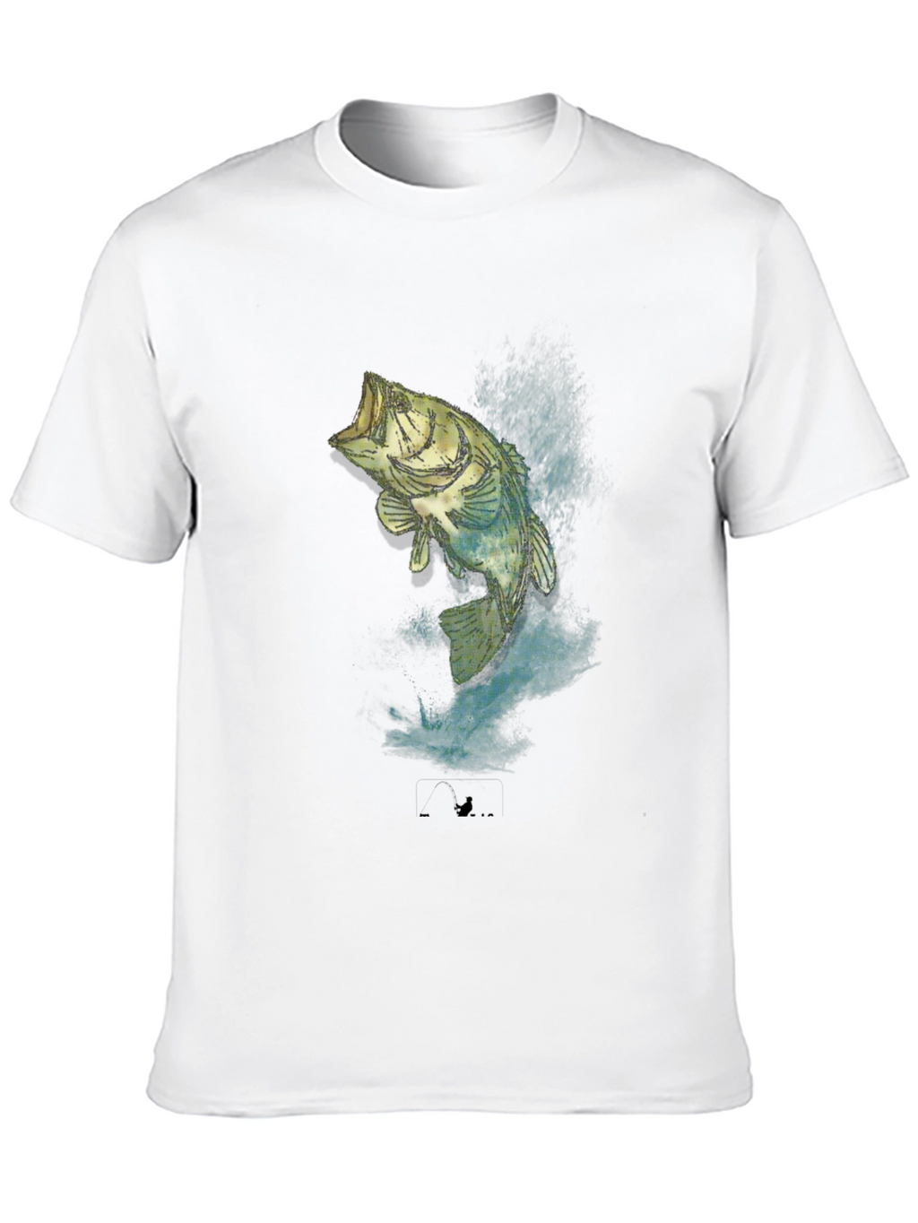 Mens Black Bass Fishing Graphic T-Shirt