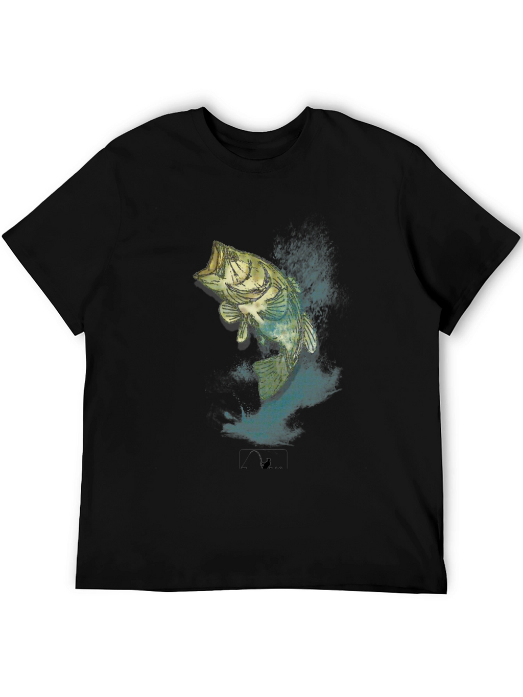 Mens Black Bass Fishing Graphic T-Shirt