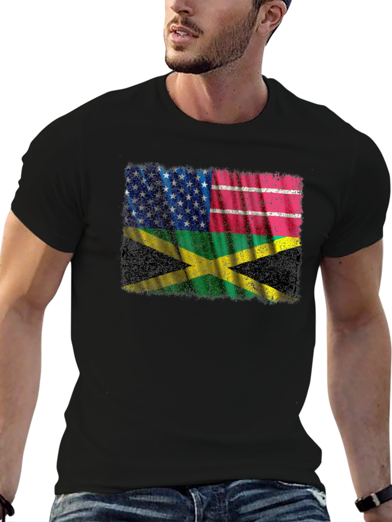 Jamaica USA Flag Graphic T-Shirt