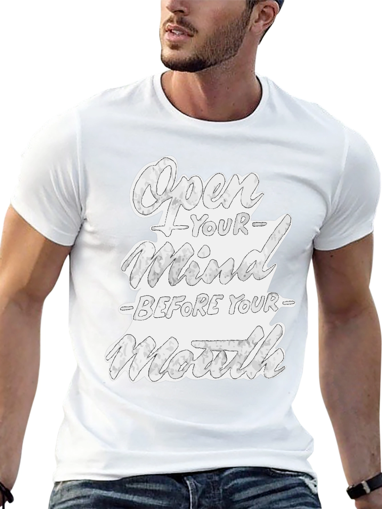 Open Your Mind Graphic Tee - Black Cotton T-Shirt