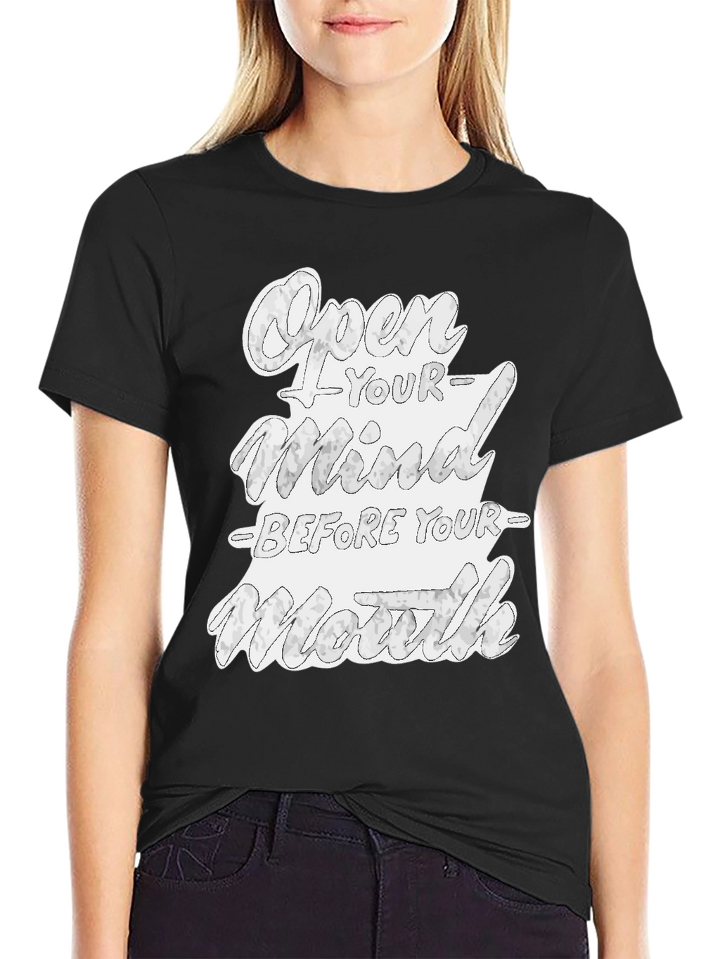 Open Your Mind Graphic Tee - Black Cotton T-Shirt