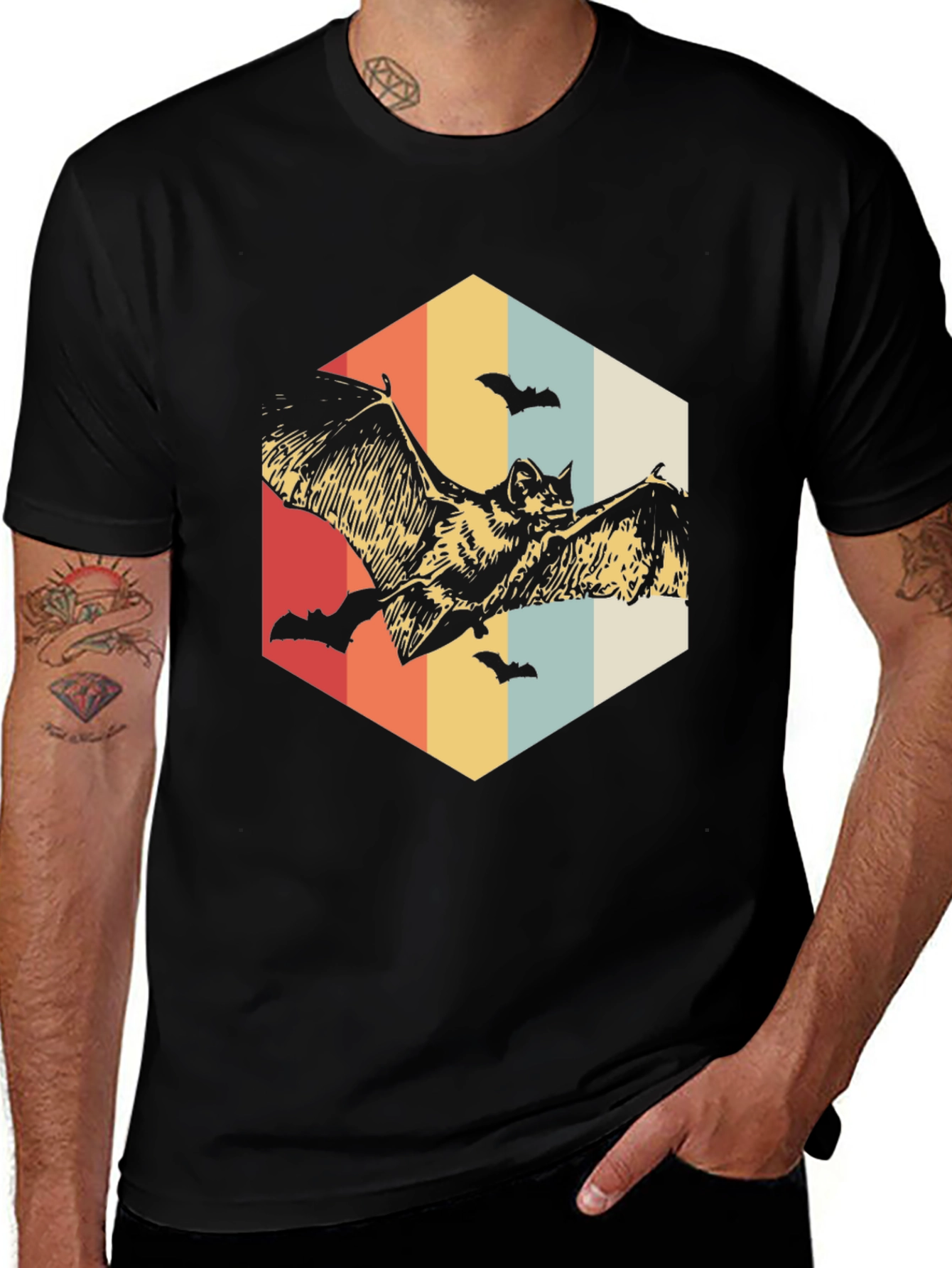 Retro Bat Graphic Tee - Halloween Vibes