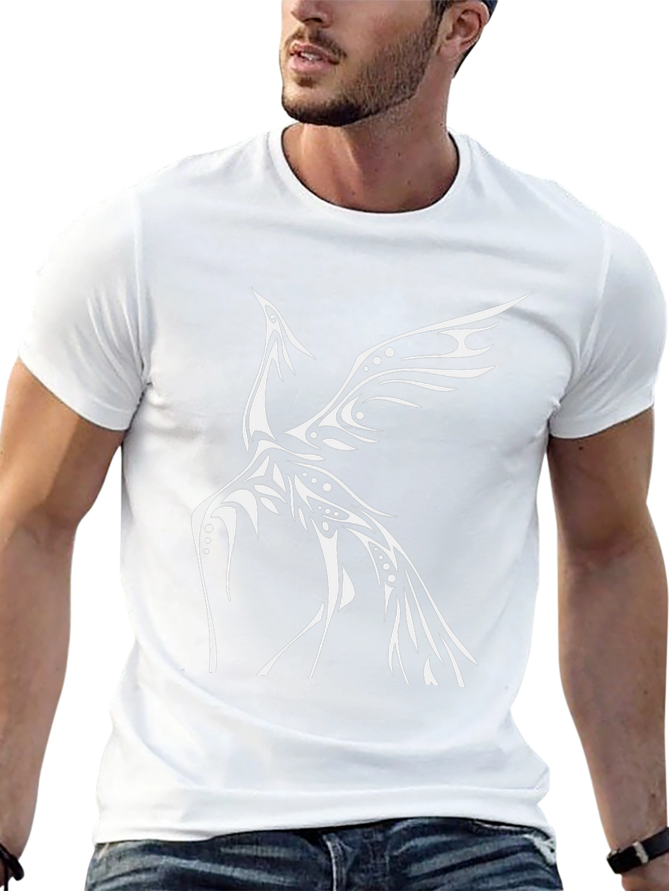 Black T-Shirt with Tribal Phoenix Design