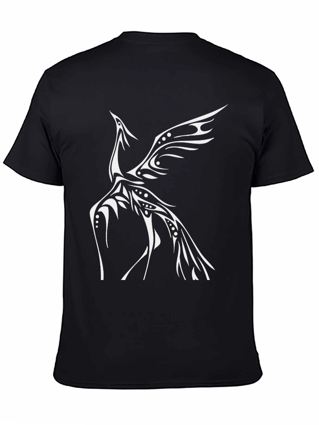 Black T-Shirt with Tribal Phoenix Design