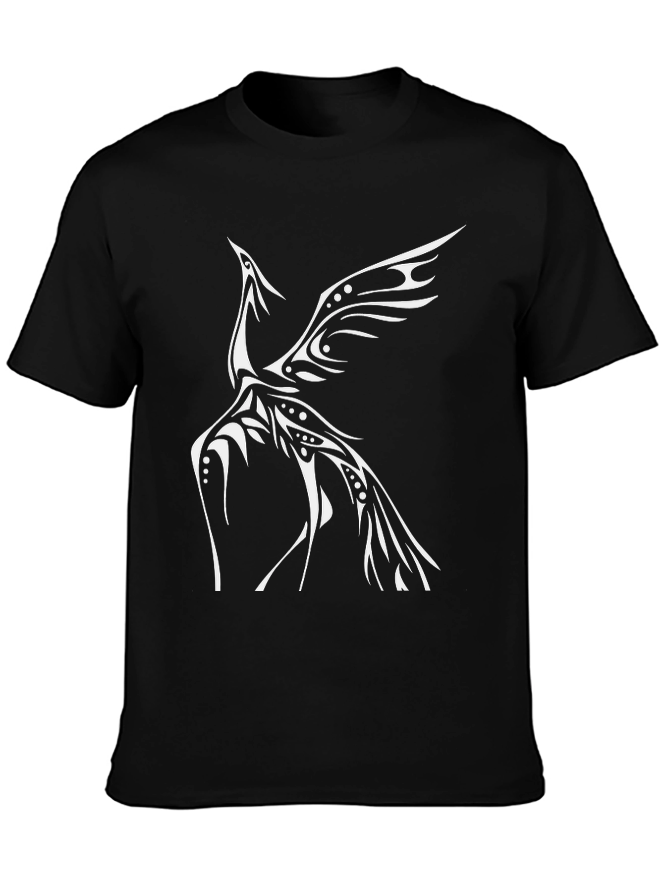 Black T-Shirt with Tribal Phoenix Design