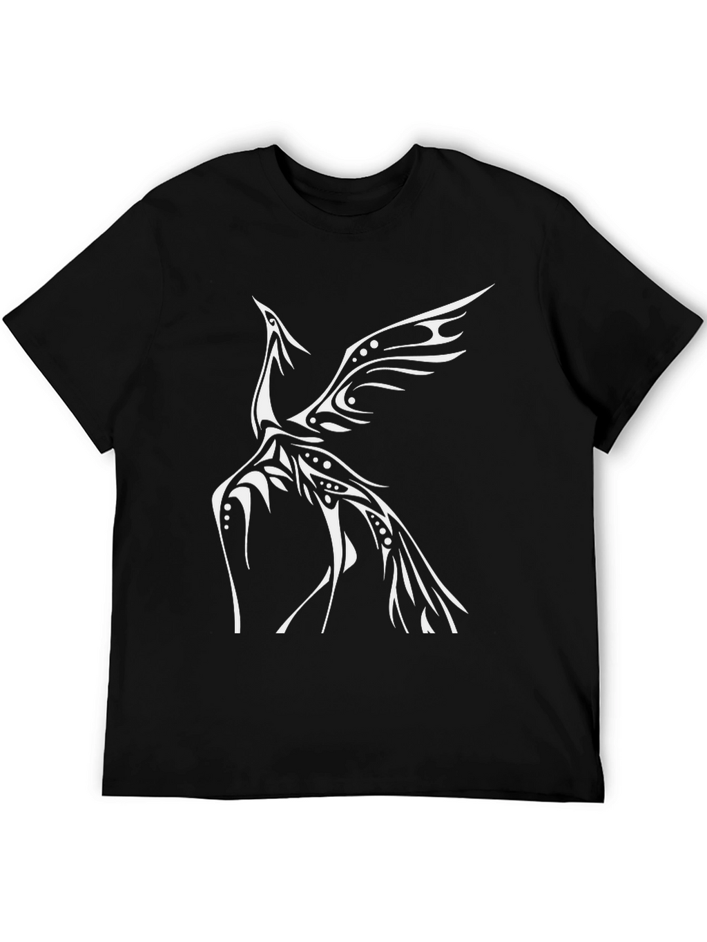Black T-Shirt with Tribal Phoenix Design