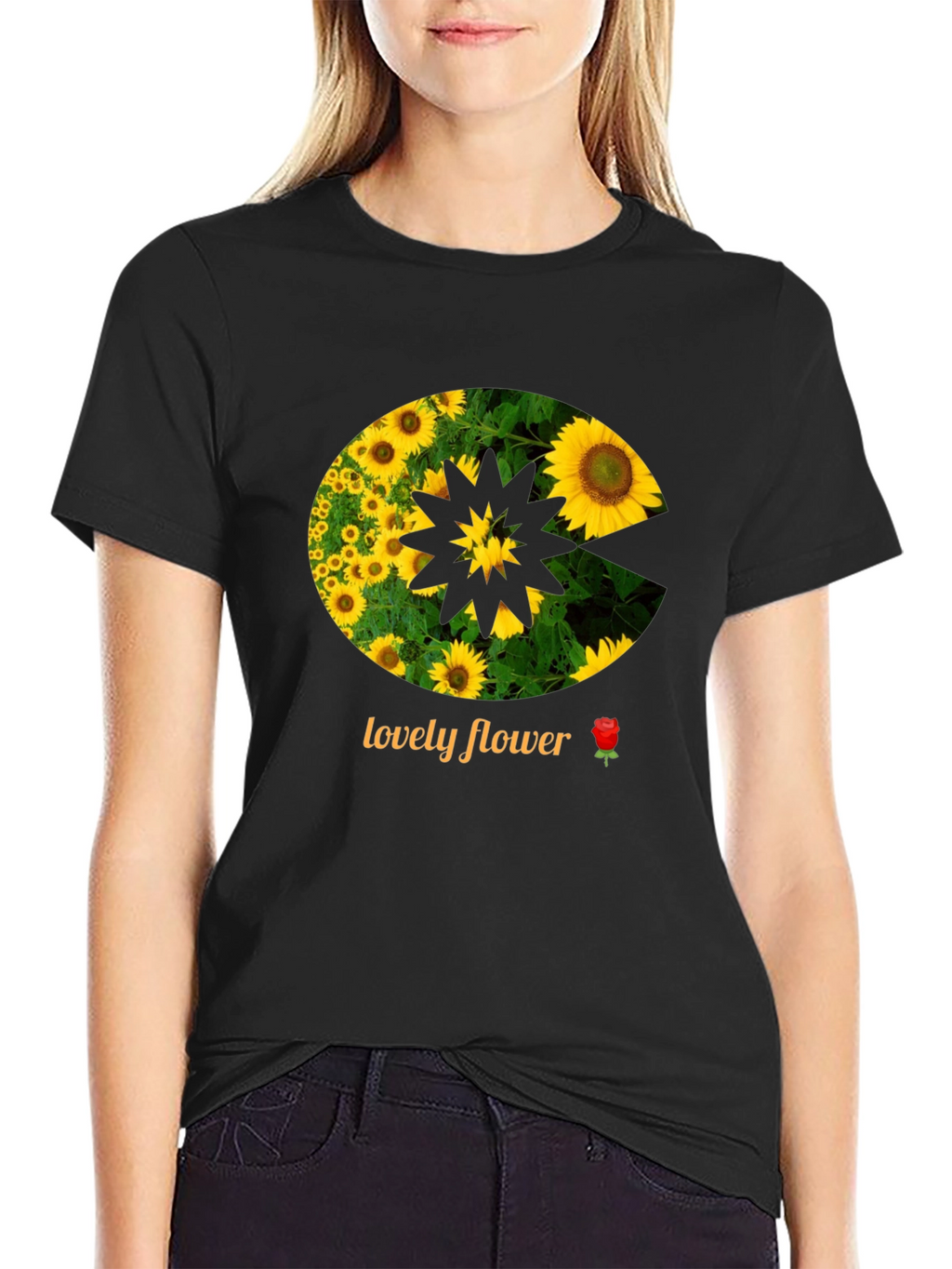Sunflower Pac-Man Graphic Tee - Black