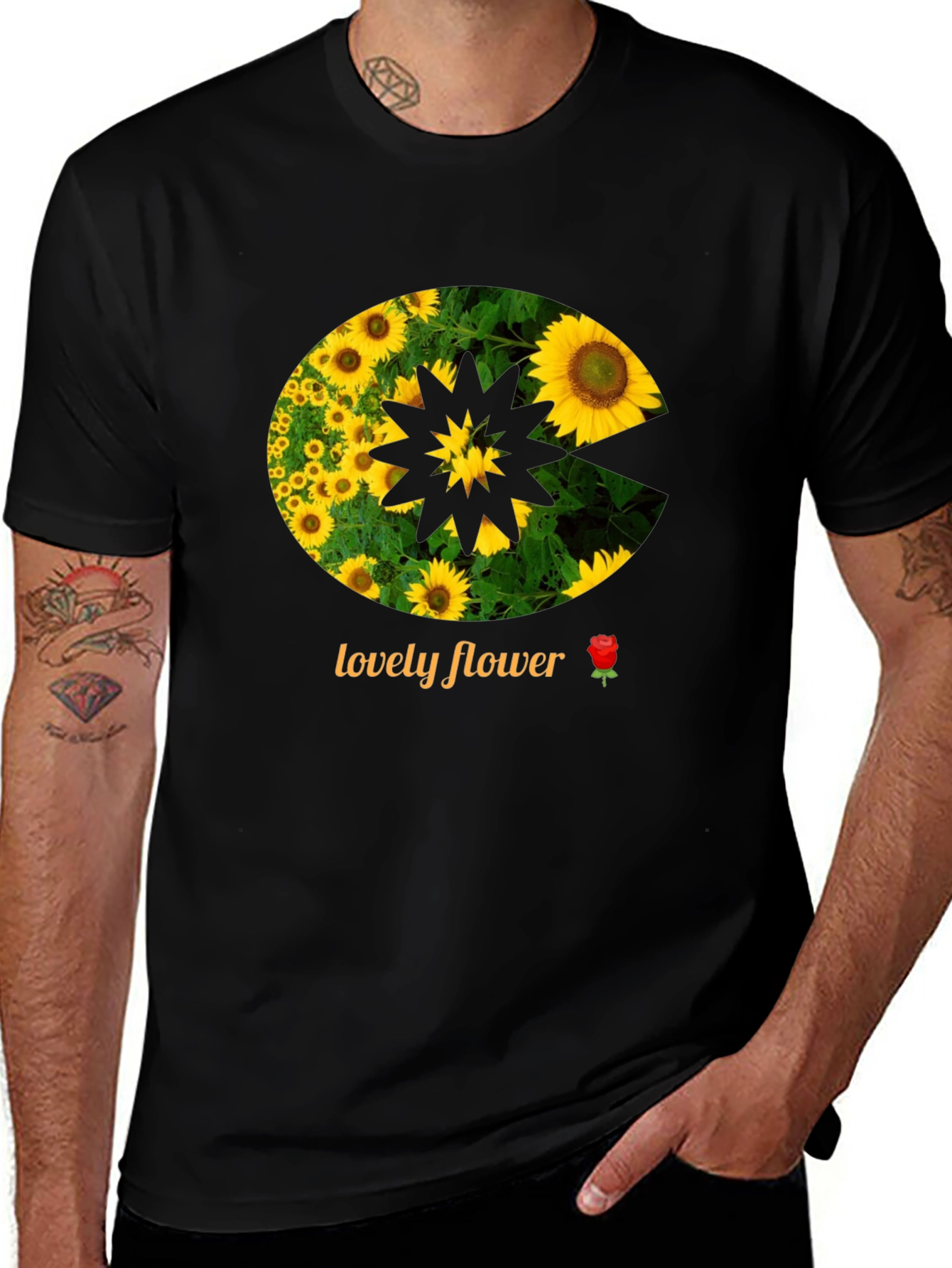 Sunflower Pac-Man Graphic Tee - Black