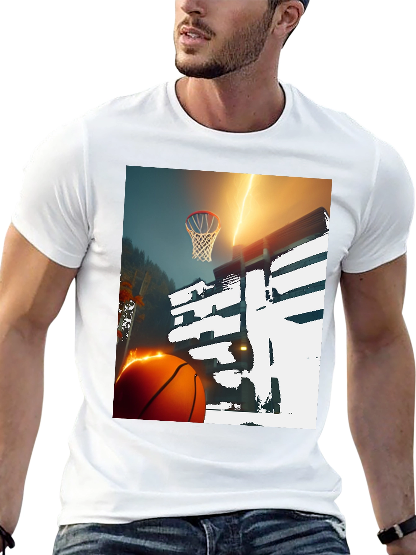 Basketball Lightning T-Shirt - Graphic Tee