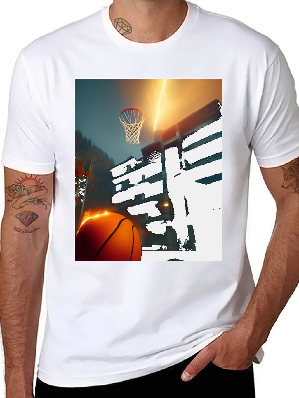 Basketball Lightning T-Shirt - Graphic Tee