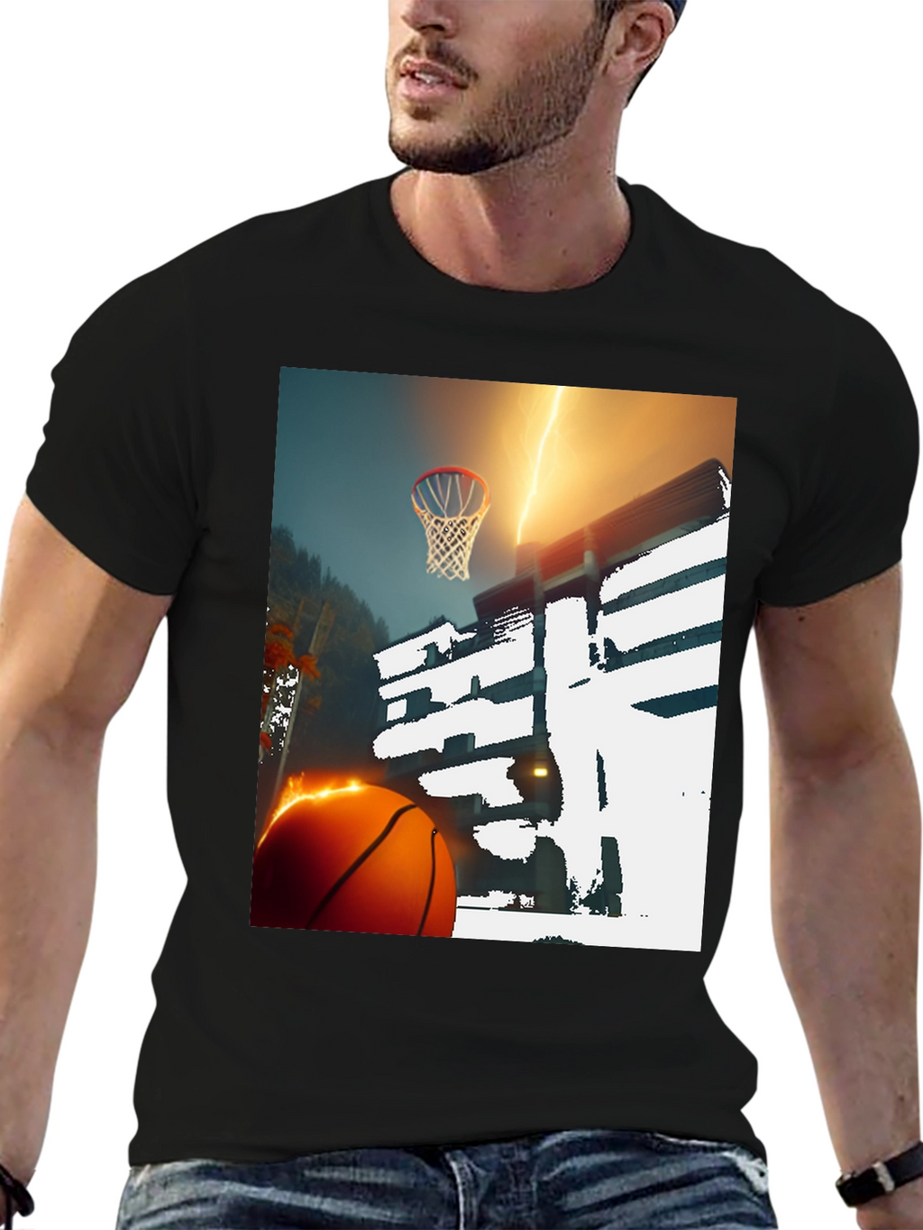 Basketball Lightning T-Shirt - Graphic Tee