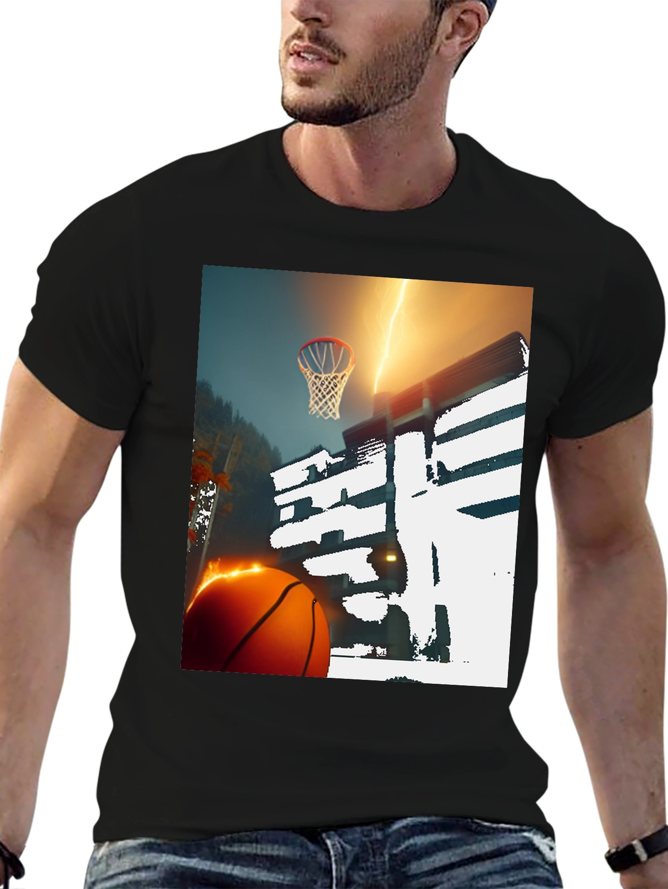 Basketball Lightning T-Shirt - Graphic Tee