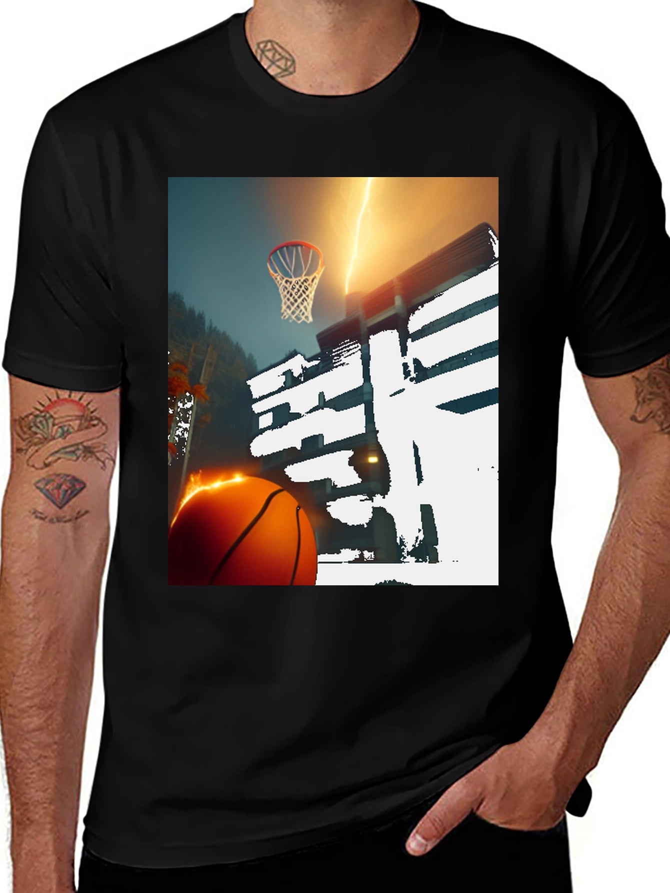 Basketball Lightning T-Shirt - Graphic Tee