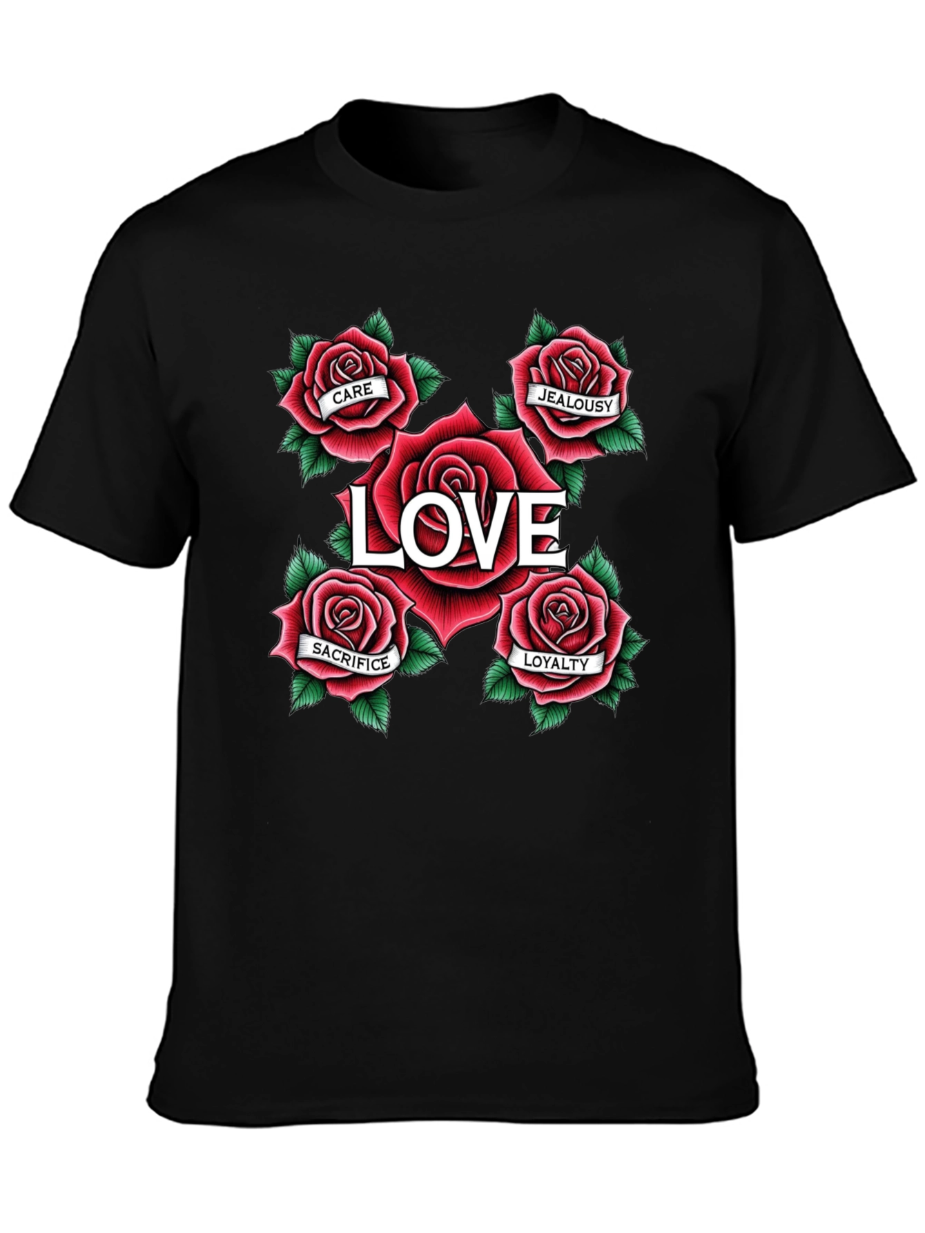 Love Roses Graphic T-Shirt - Black