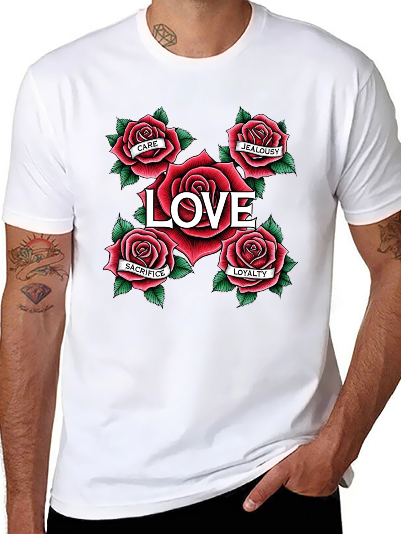 Love Roses Graphic T-Shirt - Black