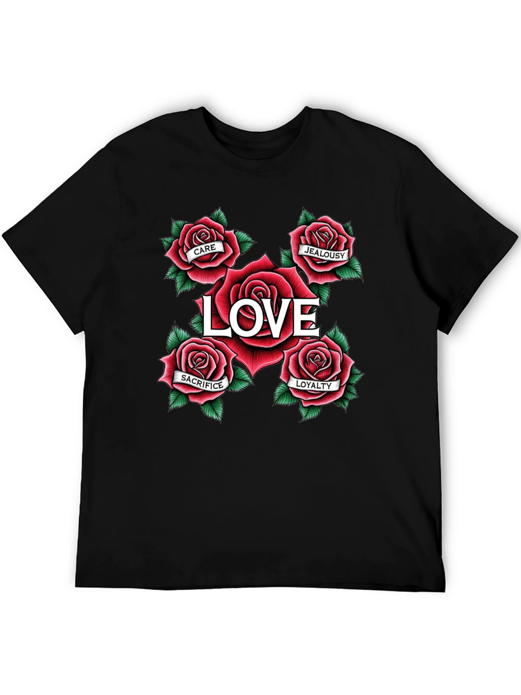 Love Roses Graphic T-Shirt - Black