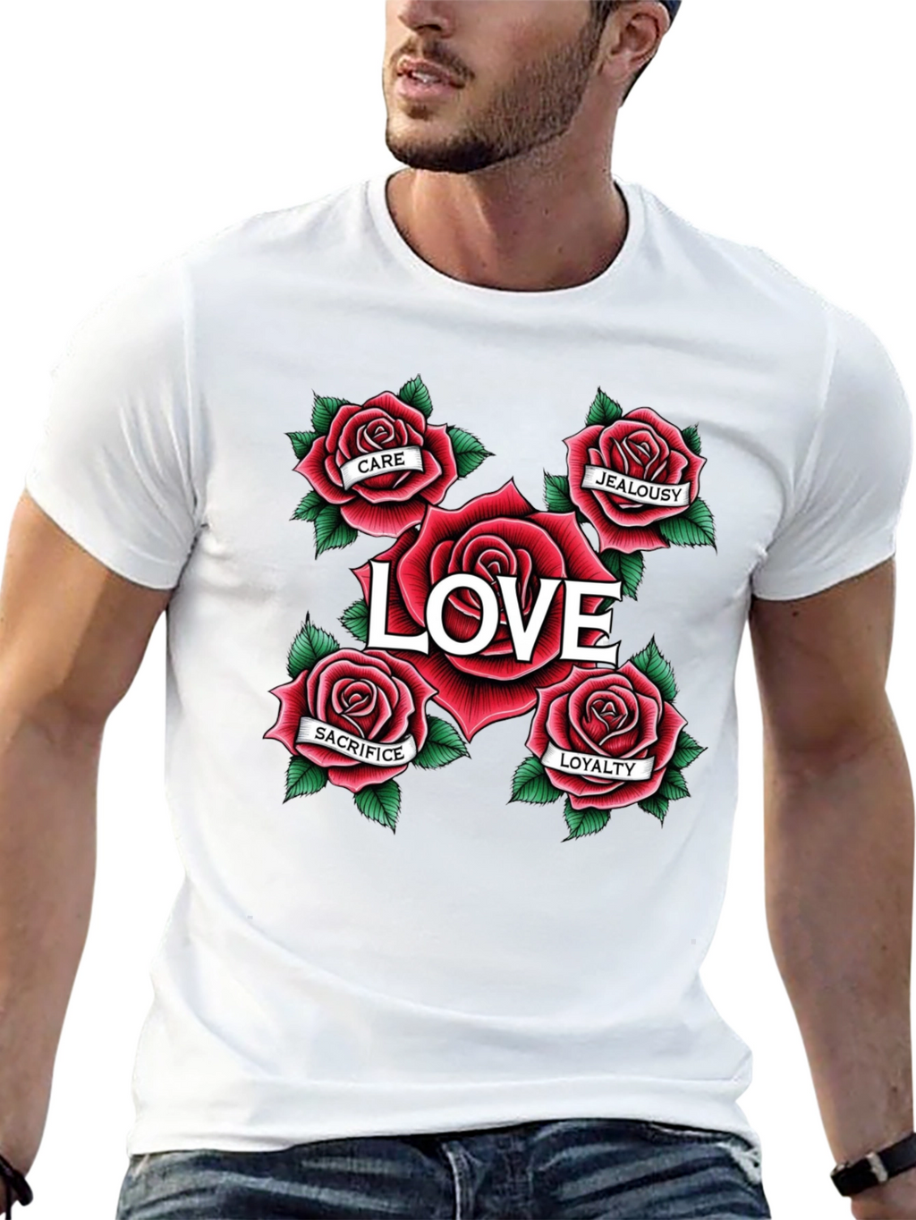 Love Roses Graphic T-Shirt - Black