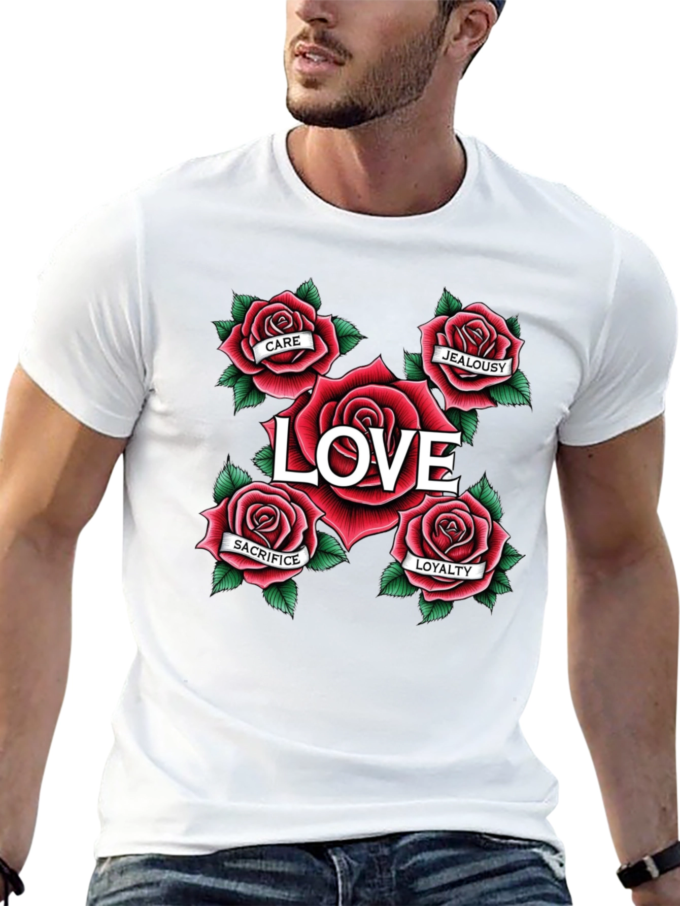 Love Roses Graphic T-Shirt - Black